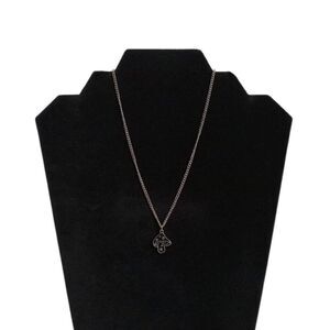 Black & Silver Toned Mushroom With Stars Pendant Lightweight Fashion Necklace
